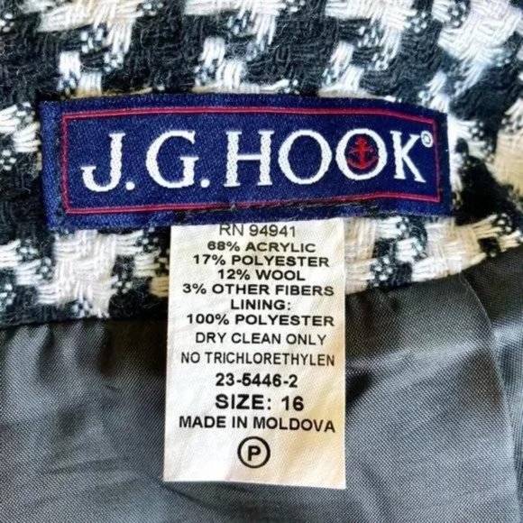 Vintage Houndstooth Checked Black White Punk Preppy Wool Pencil Skirt - Picture 4 of 6